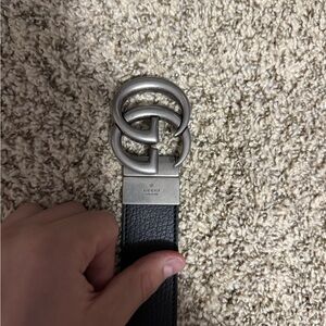 Gucci Black Belt with Silver GG Buckle